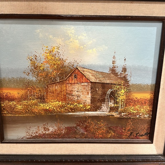 🎨 Vintage F. Scott ‘Old Mill’ Oil Painting - Framed Landscape Art - Picture 3 of 5